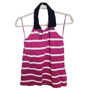 Lauren Ralph Lauren Halter Top Womens Striped Sleeveless Top S Pink White Stripe